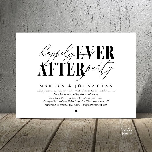 Invitation Fête de mariage Romance Mariage Réception Happily