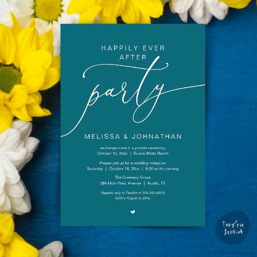 Invitation Fête de mariage Romance Mariage Réception Happily 