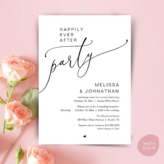 Invitation Fête de mariage Romance Réception de mariage Heure