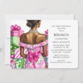 Invitation Fête de mariage rose et vert (Devant)