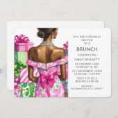 Invitation Fête de mariage rose et vert Shower (Devant / Derrière)