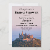 Invitation Fête de mariage rose Fantasy Château Médiéval (Devant)