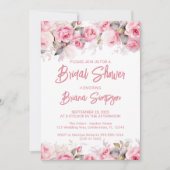 Invitation Fête de mariage Rose Florale (Devant)