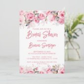Invitation Fête de mariage Rose Florale (Debout devant)