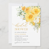 Invitation Fête de mariage Rose Florale Jaune (Devant)