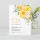 Invitation Fête de mariage Rose Florale Jaune (Debout devant)