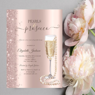 Invitation Fête de mariage Rose Gold Paillettes Perles & Pros