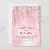 Invitation Fête de mariage rose pailletée (Devant)