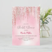 Invitation Fête de mariage rose pailletée (Debout devant)