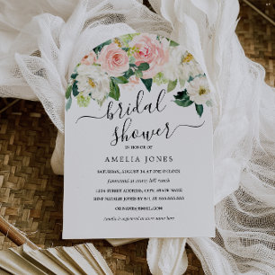 Invitation Fête de mariage rose pâle Bloom Soft Blush 