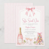 Invitation Fête de Mariage Rose Parisien (Devant / Derrière)