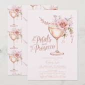 Invitation Fête de mariage rose pétale et prosecco (Devant / Derrière)