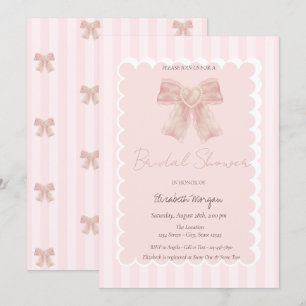 Invitation Fête de mariage ruban rose aquarelle rayé