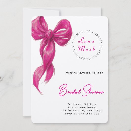 Invitation Fête de mariage Rubans & Romance (Devant)
