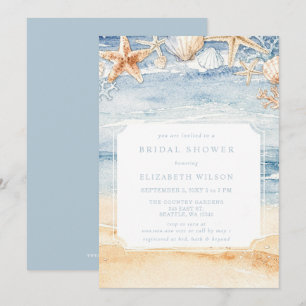 Invitation Fête de mariage rustique aquarelle plage