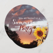 INVITATION FÊTE DE MARIAGE RUSTIQUE AU SOLEIL COUCHANT ET SOU (Devant / Derrière)