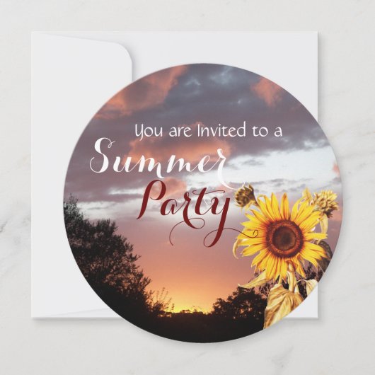 INVITATION FÊTE DE MARIAGE RUSTIQUE AU SOLEIL COUCHANT ET SOU (Devant)