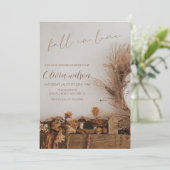 Invitation Fête de mariage rustique aux feuilles d'automne (Debout devant)