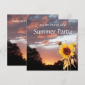 INVITATION FÊTE DE MARIAGE RUSTIQUE AVEC DES TOURNESOLS ET UN (Devant / Derrière)