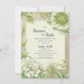 Invitation Fête de mariage rustique avec fleurs blanches crém (Devant)