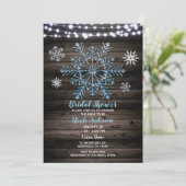 Invitation Fête de mariage Rustique avec Flocons de Neige et  (Debout devant)