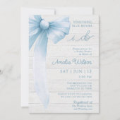 Invitation Fête de mariage rustique avec un nœud bleu (Devant)