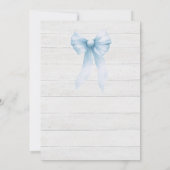 Invitation Fête de mariage rustique avec un nœud bleu (Dos)