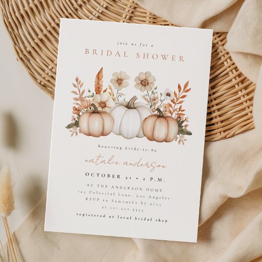 Invitation Fête de mariage rustique boho automne citrouille
