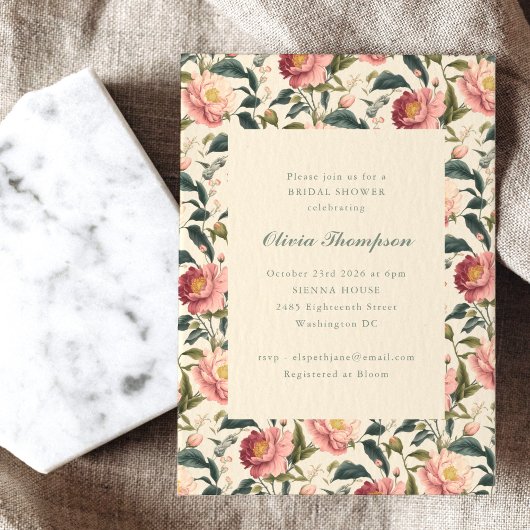 Invitation Fête de mariage rustique campagne fleurs rose clas