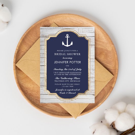 Invitation Fête de mariage rustique nautique Ancrée Dans L'Am