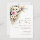 Invitation Fête de mariage rustique rose et blanc après la cé (Devant)