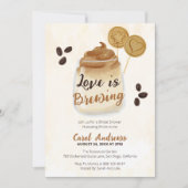 Invitation Fête de mariage rustique sur le thème du café "L'a (Devant)