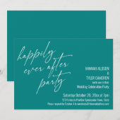 Invitation Fête de mariage sarcelle Happily Ever After (Devant / Derrière)