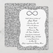 Invitation Fête de mariage Silver Glitter Silver Infinity (Devant / Derrière)