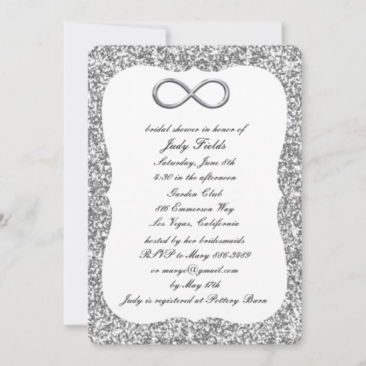 Invitation Fête de mariage Silver Glitter Silver Infinity (Devant)