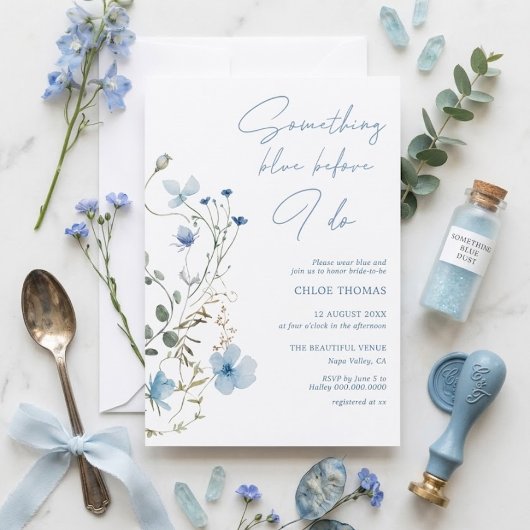 Invitation Fête de mariage Something Blue Wildflower