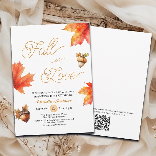 Invitation Fête de mariage sous les feuilles d'érable Tombez