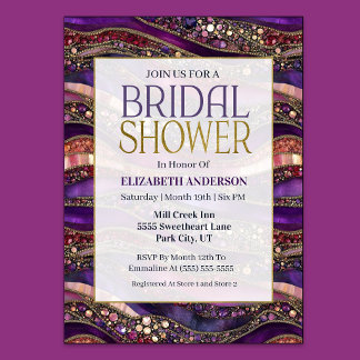 Invitation Fête de mariage Strata Bijou Or Violet