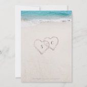 Invitation Fête de mariage sur la plage avec des cœurs dans l (Dos)