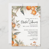 Invitation Fête de mariage sur le thème aquarelle orange (Devant)