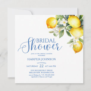 Invitation Fête de mariage sur le thème italien Bleu Citron