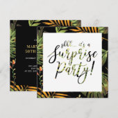 Invitation Fête de mariage surprise d'été tropical pour anniv (Devant / Derrière)