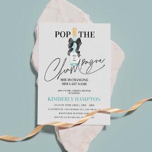 Invitation Fête de mariage Teal Blue Pop The Champagne