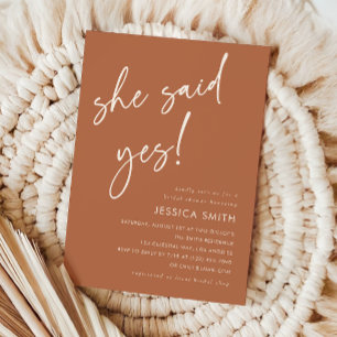 Invitation Fête de mariage Terracotta Boho Elle a dit oui