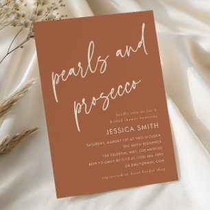 Invitation Fête de mariage Terracotta Boho Perles et Prosecco