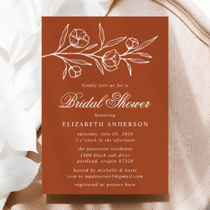 Invitation Fête de mariage Terracotta Floral Esquisse