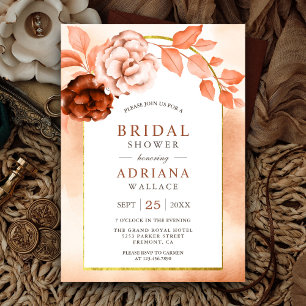 Invitation Fête de mariage Terre cuite aquarelle florale