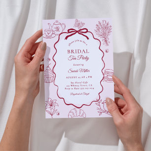 Invitation Fête de mariage thé dansant rose capricieux