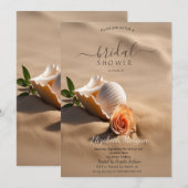 Invitation Fête de mariage thème coquillage rose sable (Devant / Derrière)