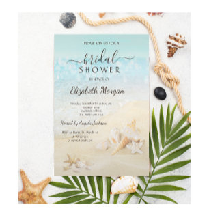 Invitation Fête de Mariage Thème Coquillages de Plage